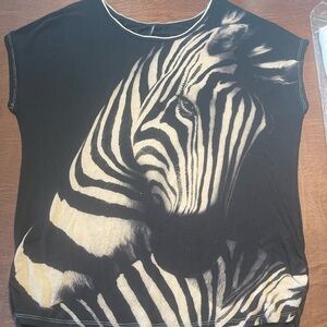 Zebra Print Black and Cream Women's Top